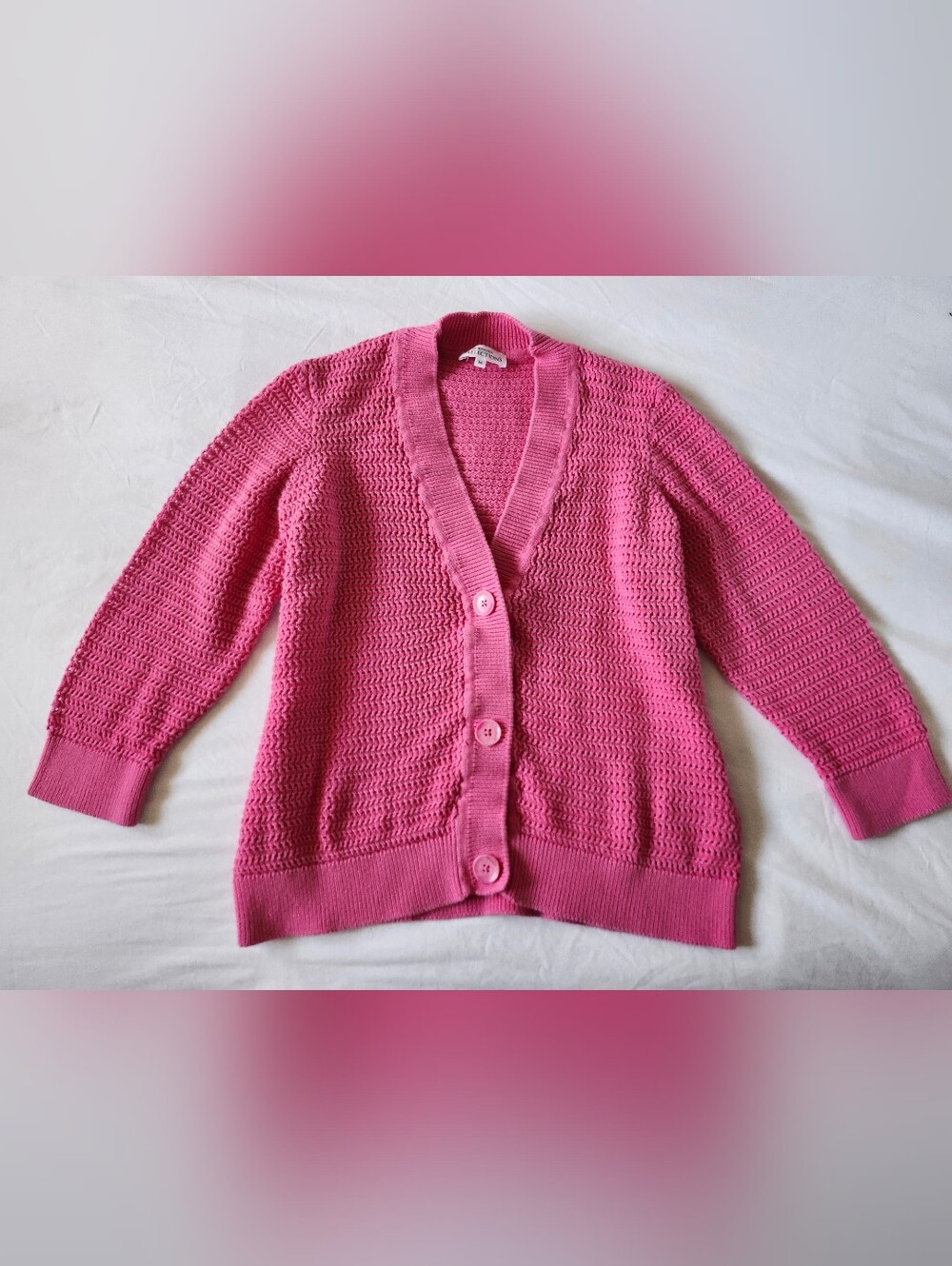 Northern Reflections Organic Cotton Cardigan Sweater In Pink Medium